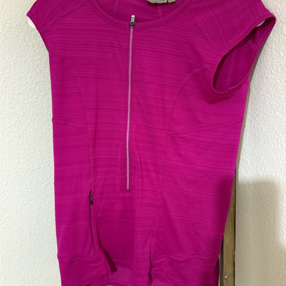 Athleta Pacifica Illume UPF Sleeveless  Quarter Zip Tank Pink Sz small